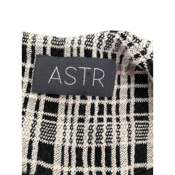 ASTR Black Cream Plaid Long Line Classic Preppy Open‎ Front Duster Jacket Coat S - Picture 7 of 16